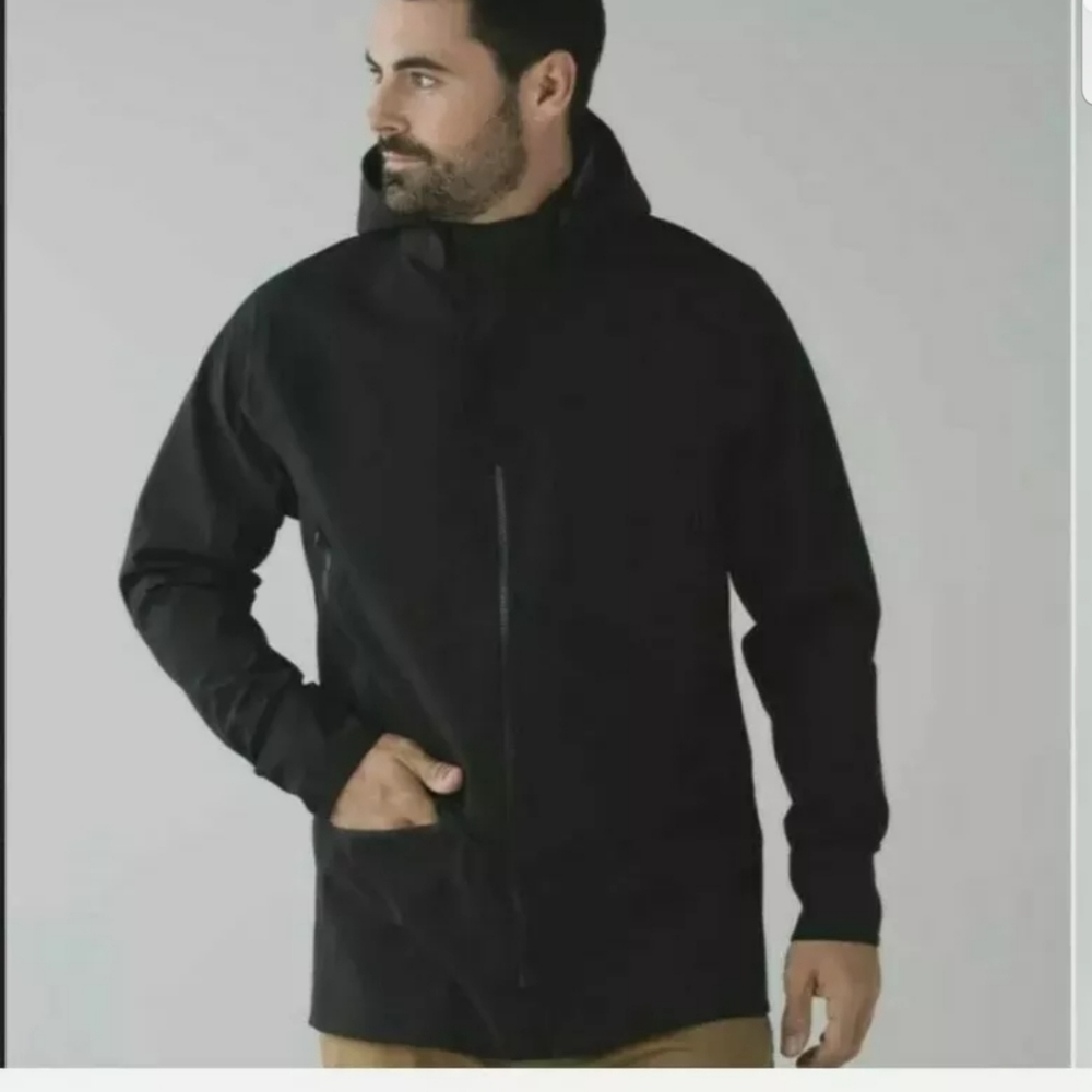 $298 LULULEMON Palindro Jacket Sz XL Black Heathered Black Waterproof Reversible
